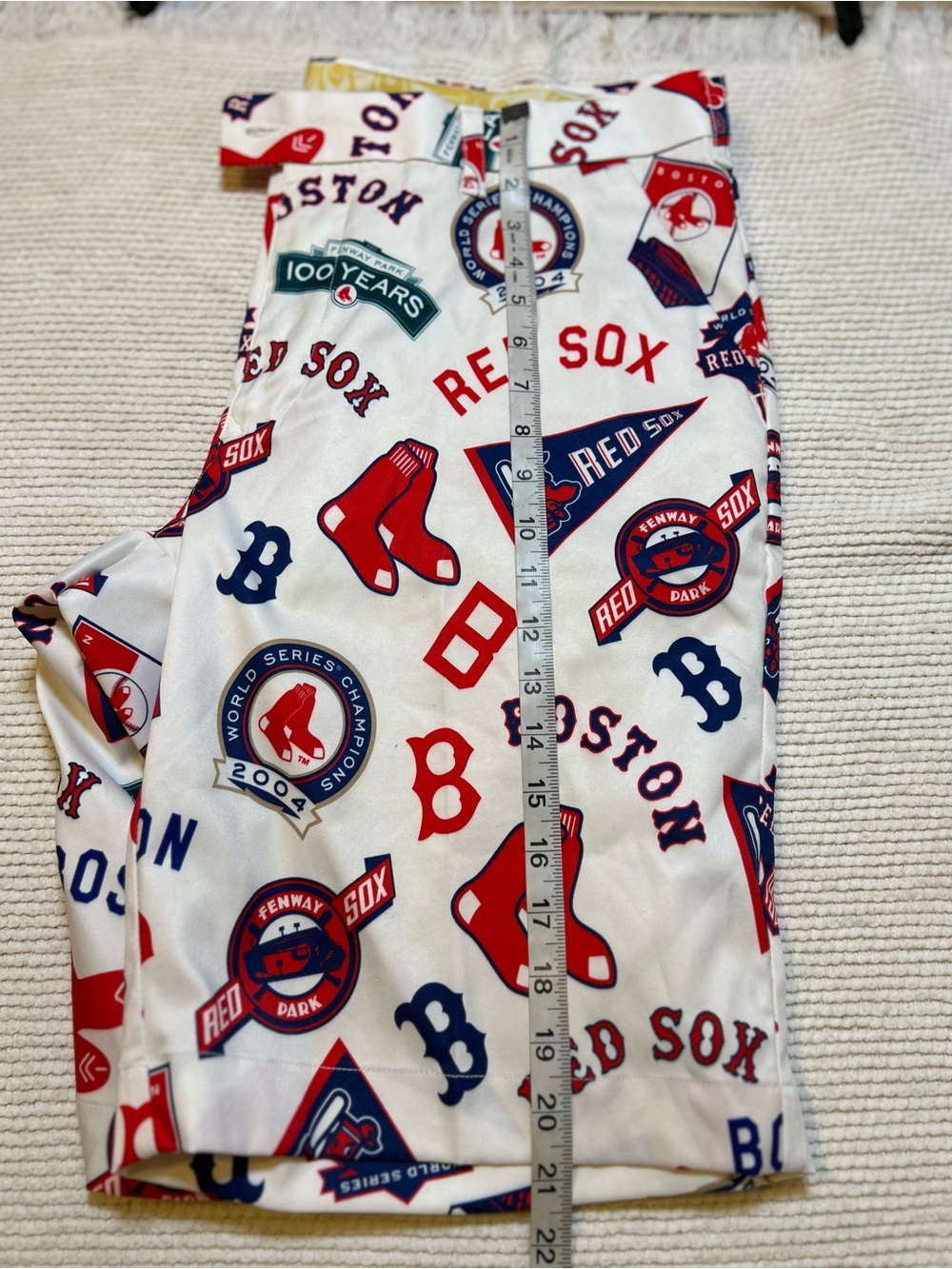 Loudmouth Men’s Boston Red Sox White Red Navy Patterned Athletic Shorts - Picture 7 of 8